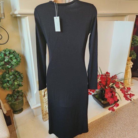 VINCE Gathered Midi Sheath Dress, SMALL - Picture 9 of 13
